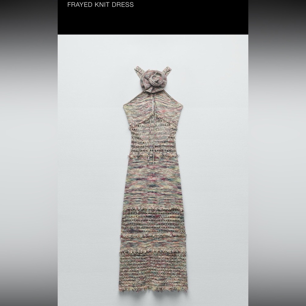 Zara Frayed Knit Dress in Multicolor never worn with tags.